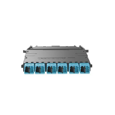 Cassette Hd Flex™ Para 12 Fibras Multimodo Om4 De Mpo A 6 Conectores Lc Duplex Color Aqua