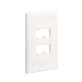 placa de pared vertical clásica salida para 4 puertos minicom con espacios para etiquetas color blanco mate