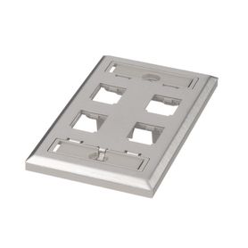 placa de pared vertical de acero inoxidable salida para 4 puertos minicom con espacios para etiquetas178298