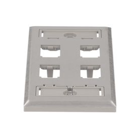 placa de pared vertical de acero inoxidable salida para 4 puertos minicom con espacios para etiquetas178298