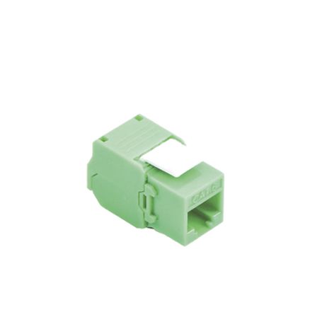 módulo jack keystone cat6a toolless con terminación en ángulo 180 º color verde compatible con faceplate y patchpanel linkedpro