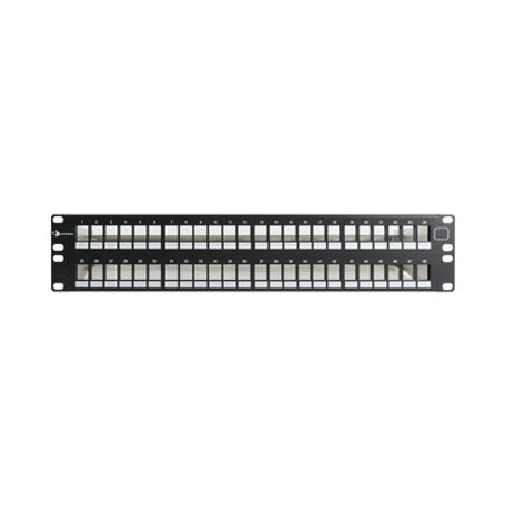 patch panel utp keystone de 48 puertos modular vacio  plano 2ur compatible con jacks keystone utp zmax® y max®