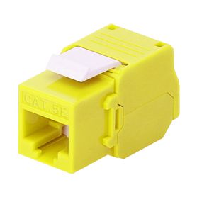 módulo jack keystone cat5e toolless con terminación en ángulo 180 º color amarillo compatible con faceplate y patchpanel linked