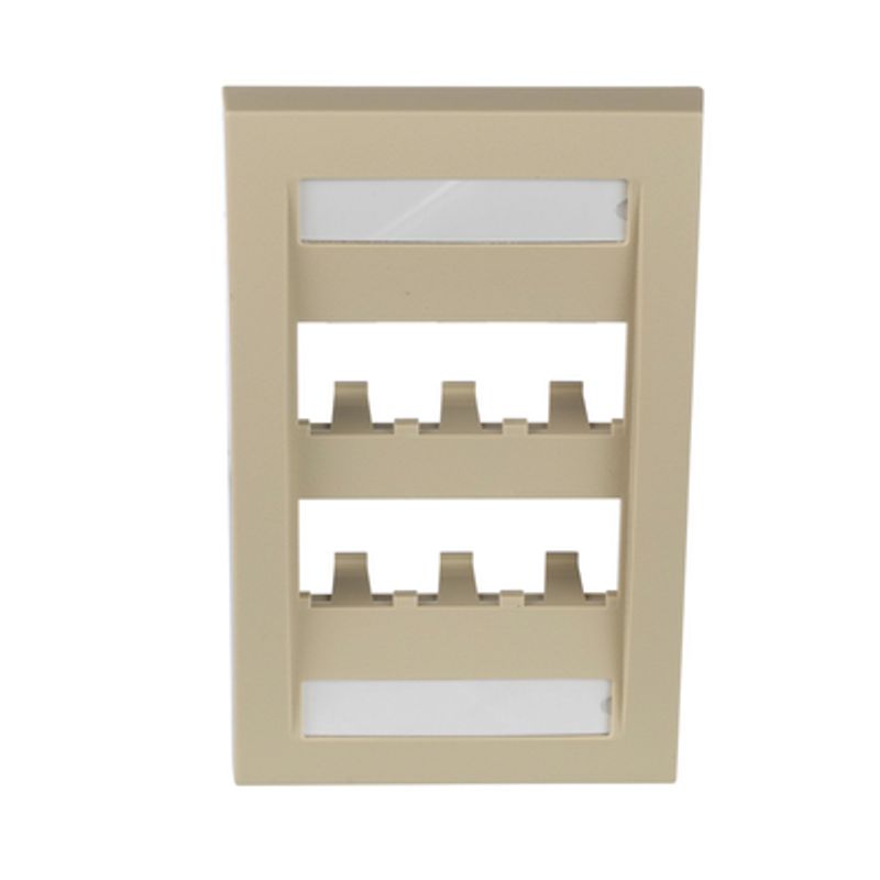 Placa De Pared Vertical Ejecutiva Salida Para 6 Puertos Minicom Con Espacios Para Etiquetas Color Marfil
