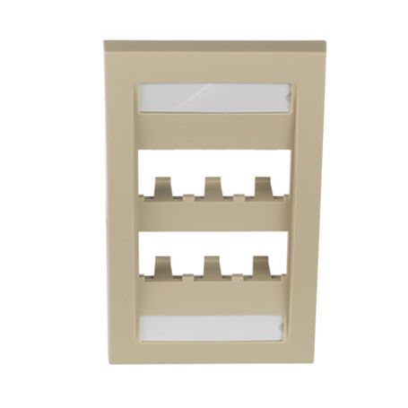 Placa De Pared Vertical Ejecutiva Salida Para 6 Puertos Minicom Con Espacios Para Etiquetas Color Marfil