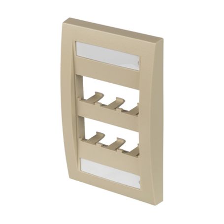 Placa De Pared Vertical Ejecutiva Salida Para 6 Puertos Minicom Con Espacios Para Etiquetas Color Marfil