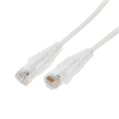 cable de parcheo slim utp cat6a  10 m blanco diámetro reducido 28 awg