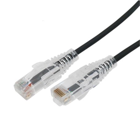 cable de parcheo slim utp cat6a  2 m negro diámetro reducido 28 awg