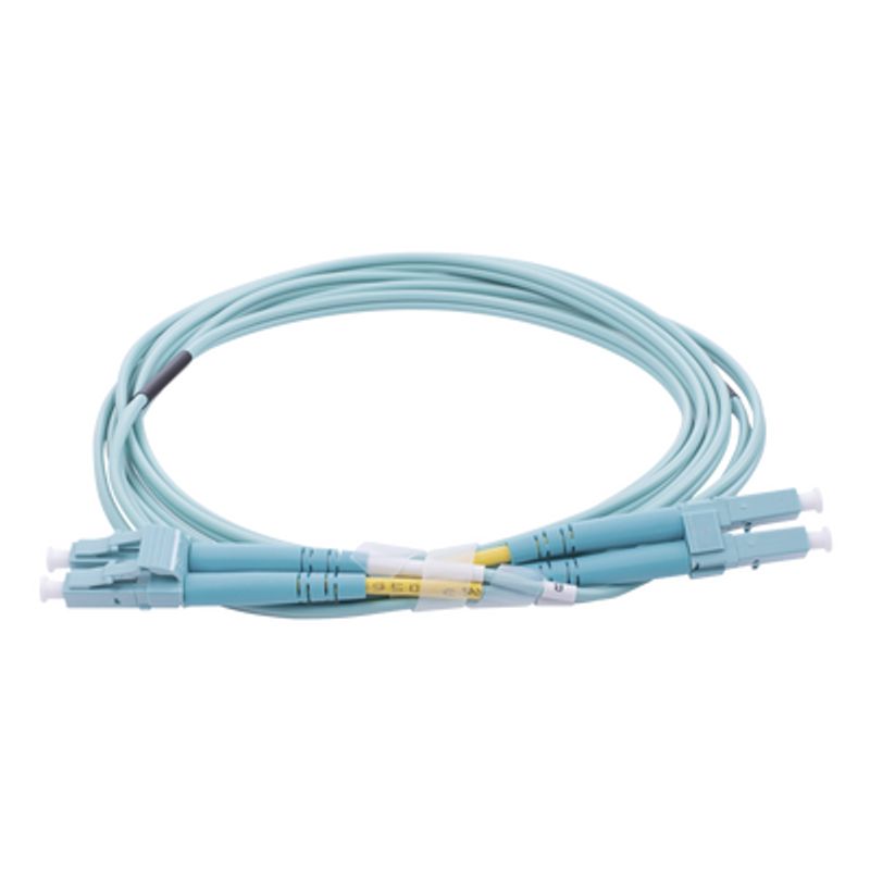 Jumper De Fibra Óptica Multimodo Om4 50/125 Lclc Ofnr (riser) 2.0 Mm Dúplex Aqua 2 Metros