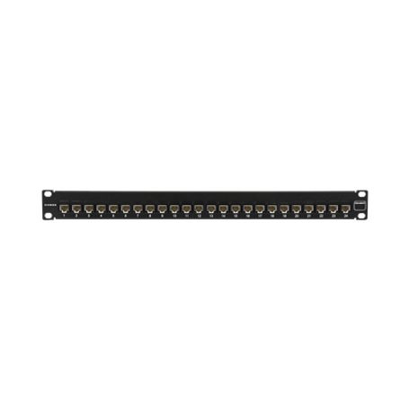 patch panel ultramax utp precargado con jacks cat6a 24 puertos plano 1u