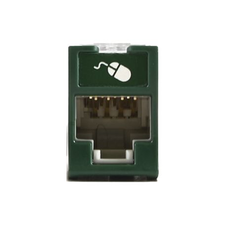 jack ultramax cat5e utp montaje hibrido en placa de pared plano y angulado color verde punch down