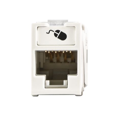 jack ultramax cat5e utp montaje hibrido en placa de pared plano y angulado color blanco punch down