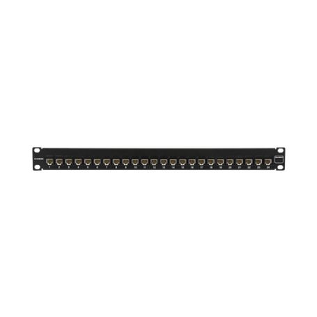 patch panel ultramax utp precargado con jacks cat6 24 puertos plano 1u