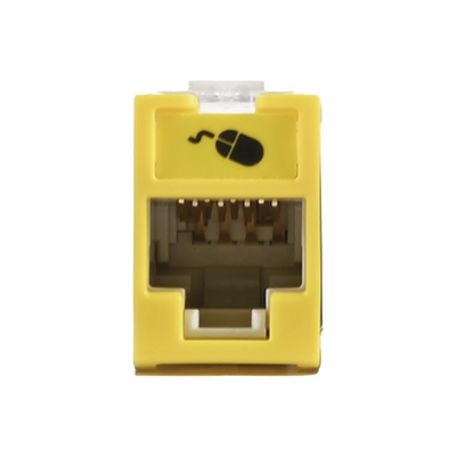 jack ultramax cat5e utp montaje hibrido en placa de pared plano y angulado color amarillo punch down