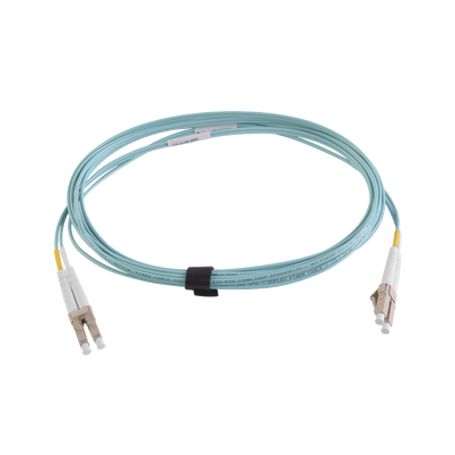 jumper de fibra óptica multimodo 50125 xglo om4 lclc duplex ofnr color aqua 1 metro