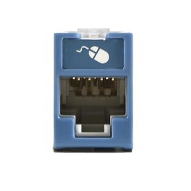 jack ultramax cat5e utp montaje hibrido en placa de pared plano y angulado color azul punch down