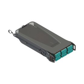 cassette para empalme fusión lightverse hasta 24 fibras conectores  lcupc shuttered para fibra multimodo om3 900um 1 metro