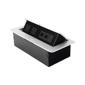 caja horizontal de escritorio con conector rj45 cat5e rj11 2 contactos de 125v 110007320193300