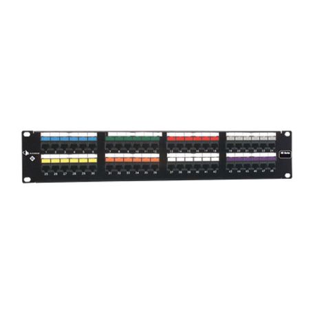 patch panel utp hd6 de 48 puertos precargado con jacks  categoria 6 plano 2ur