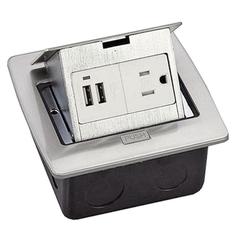 Caja De Piso Cuadrada Con 2 Puertos Usb Y Contacto Eléctrico (1100021203)