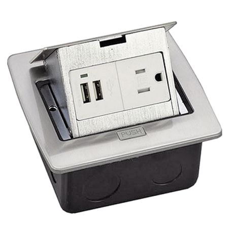 Caja De Piso Cuadrada Con 2 Puertos Usb Y Contacto Eléctrico (1100021203)