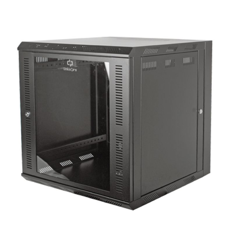 Gabinete Para Montaje En Pared Cuerpo Abatible Con Rack 19 De 12 Unidades Ventana De Cristal