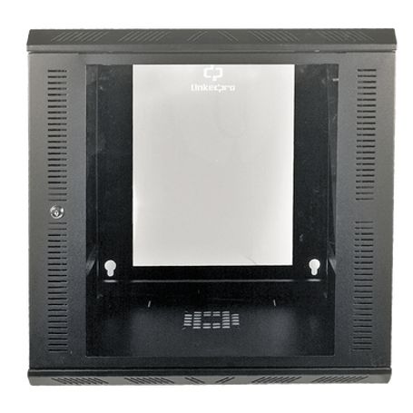 Gabinete Para Montaje En Pared Cuerpo Abatible Con Rack 19 De 12 Unidades Ventana De Cristal