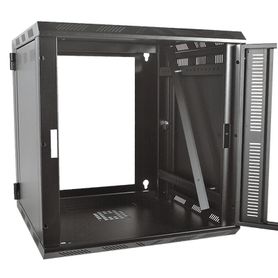 gabinete para montaje en pared cuerpo abatible con rack 19 de 12 unidades ventana de cristal74712