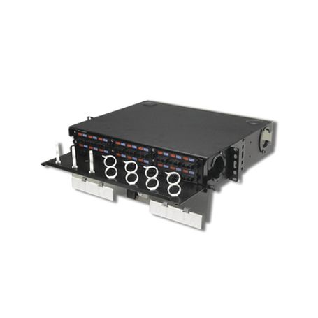 panel de conexión de fibra óptica ric3 para rack de 19in acepta 6 placas quick pack hasta 144 fibras 2 ur