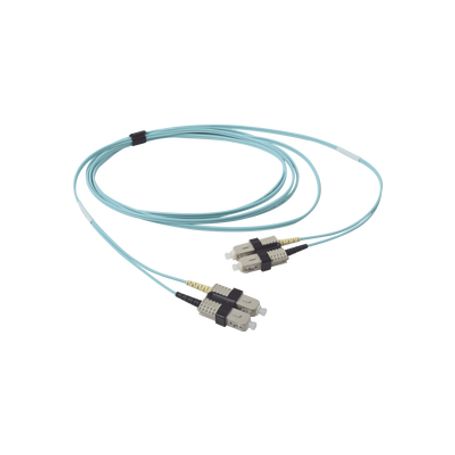 jumper de fibra óptica multimodo 50125 om3 xglo scsc duplex ofnr color aqua 3 metros