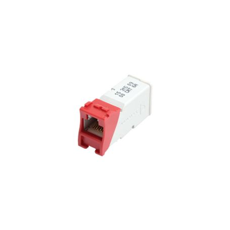 jack zmax cat6a utp montaje hibrido en placa de pared plano y angulado color rojo