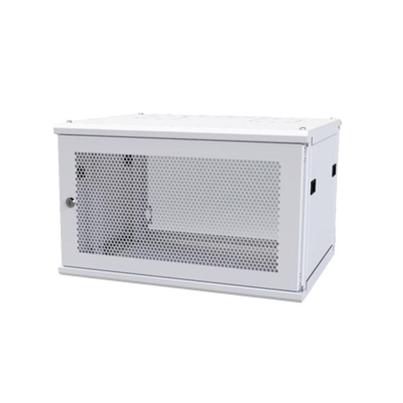 Gabinete De Pared Fijo Puerta Perforada Rack 19 De 6 Ur (600 X 355 X 523 Mm)(an X Al X Prof.) Color Blanco