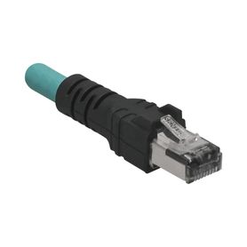 cable de conexión industrialnet cat5e de m12 dcode macho a plug rj45 blindado sftp forro tpo color azul cerceta 1 metro
