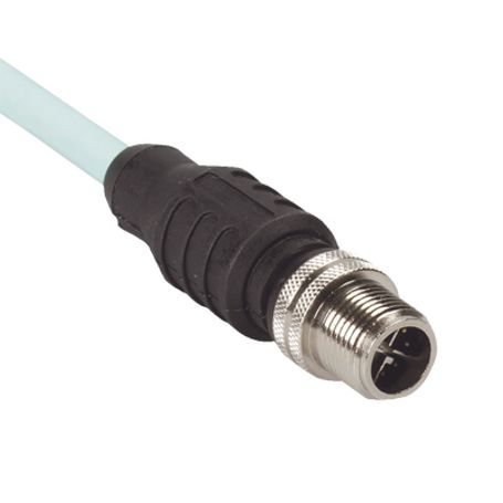 Cable De Conexión Industrialnet Cat6a Con Conector Recto M12 Xcode Macho En Ambos Extremos Blindado Sf/utp Forro Tpo Color Azul 