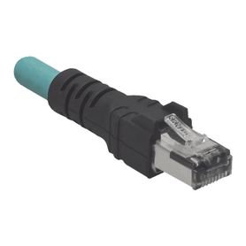 cable de conexión industrialnet cat5e de m12 dcode macho a plug rj45 blindado sftp forro tpo color azul cerceta 5 metros
