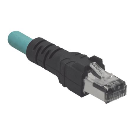 Cable De Conexión Industrialnet Cat5e De M12 Dcode Macho A Plug Rj45 Blindado S/ftp Forro Tpo Color Azul Cerceta 5 Metros