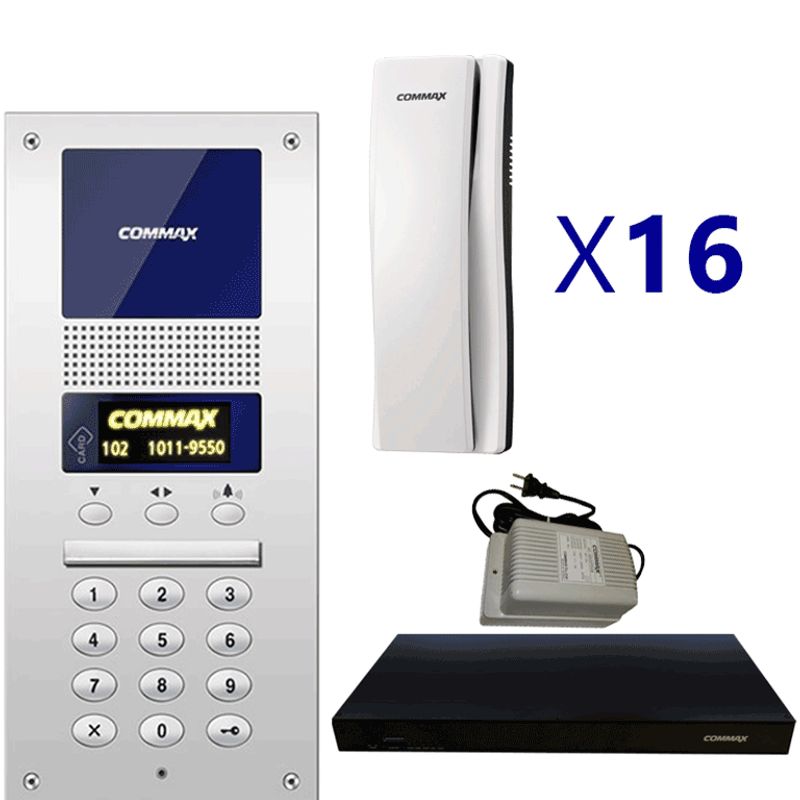Commax Audiogate16pak  Paquete De Audioportero Departamental Sistema Audiogate Con Apertura De Puerta Incluye Frente De Calle Dr