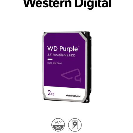 Western Digital Wd23purz  Disco Duro De 2tb / Serie Purple Para Videovigilancia / Trabajo 24/7/ Interface Sata 6 Gb/s/ Hasta 64 