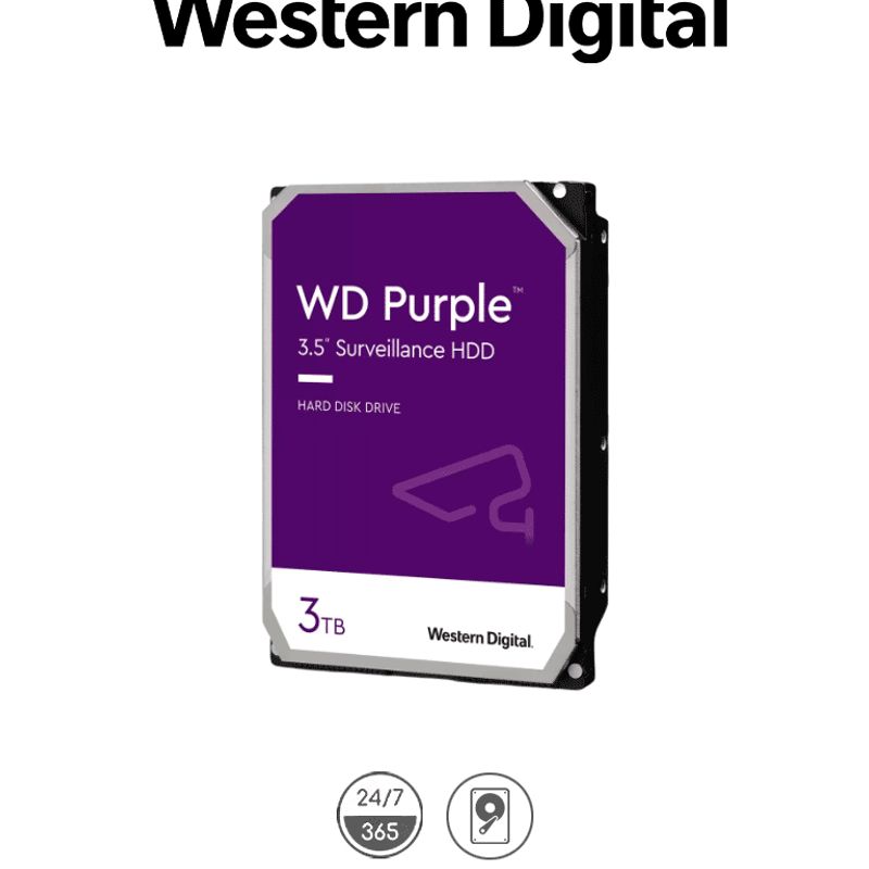 Western Wd33purz  Disco Duro De 3tb Purple/ Especial Para Videovigilancia/ Trabajo 24/7/ Interface Sata 6 Gb/s/ Hasta 64 Cámaras