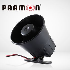 mini sirena paamon 15 watts pmsre108 1 tono uso para interior y exterior material plástico abs nivel de sonido 110db voltaje de