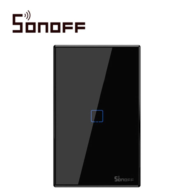 Apagador De Pared Touch On/off Sonoff T3us1c Color Negro Smart Inalambrico Wifi Para Solucion De Smart Home Con Temporizador Par