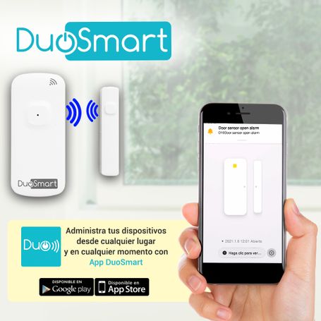 Sensor Magnetico Wifi 2.4ghz Standalone Duosmart D10 Bateria Recargable Reporta Directo A App Duosmart Compatible Con Alexa Y Go