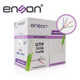 cable utp cat5e enson 12251w305 serie eco calibe 24 awg cca bobina de 305 metros forro pvc color blanco uso interior recomendad