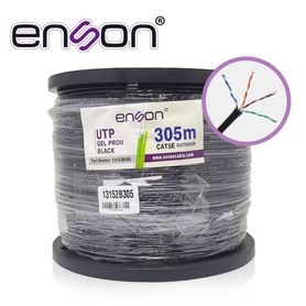 cable utp cat5e enson 13152b305 serie proii cgel calibe 24 awg 100 cobre bobina de 305 metros forro pe color negro uso exterior