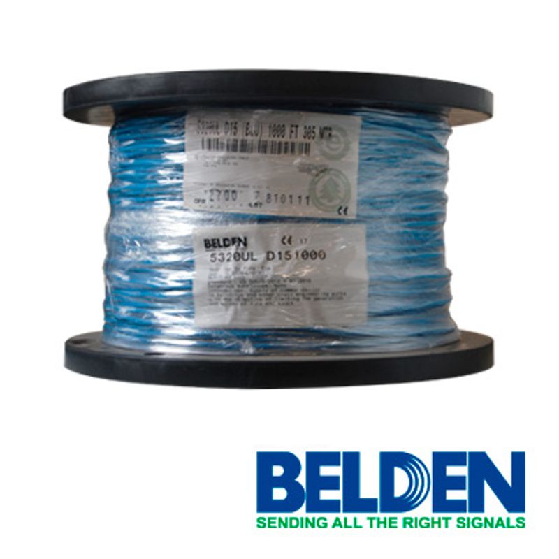 Cable De Alarma Contra Incendios Belden 5320ul D151000 Forro Pvc Azul Cmr Riserfplr 2c/18awg 2 Conductores Calibre 18 Awg Solido