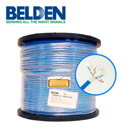 cable utp cat6a belden 10gxs12 0061000 forro pvc azul cmr riser 4 pares 625 mhz calibre 23 awg 100 cobre uso interior especial 