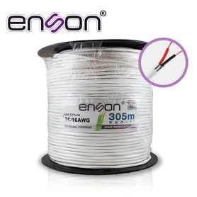 cable de alarma enson 73202w305 serie proii multifilar  2c16 awg bobina de 305 metros forro pvc color blanco para uso interior 