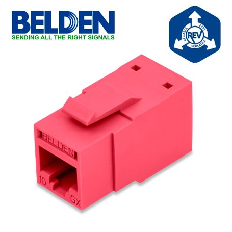 Conector Modular Jack Rj45 Cat6a Revconnect Belden Rvamjkurds1 Estilo Keyconnect Rojo Compatible Con Faceplate Ax102660ax102655a