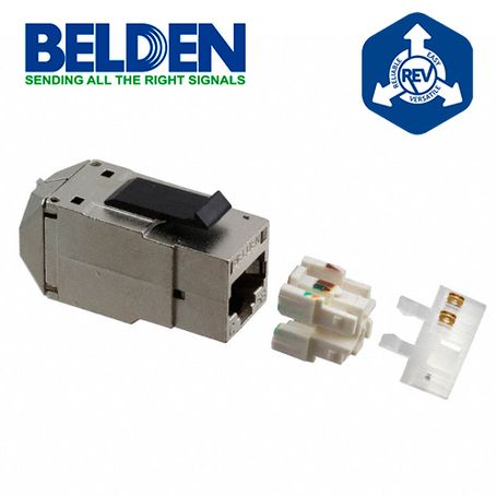 conector modular jack rj45 cat5e blindado stp revconnect belden rv5mjksmes1 estilo keyconnect color metal compatible con facepl