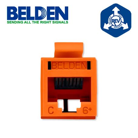 conector modular jack rj45 cat6 revconnect belden rv6mjkuors1 estilo keyconnect naranja compatible con faceplate ax102660ax1026